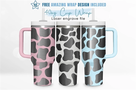 40oz Engraved Tumbler Wrap Cow Pattern, Animal Cow Print, Co - Inspire  Uplift