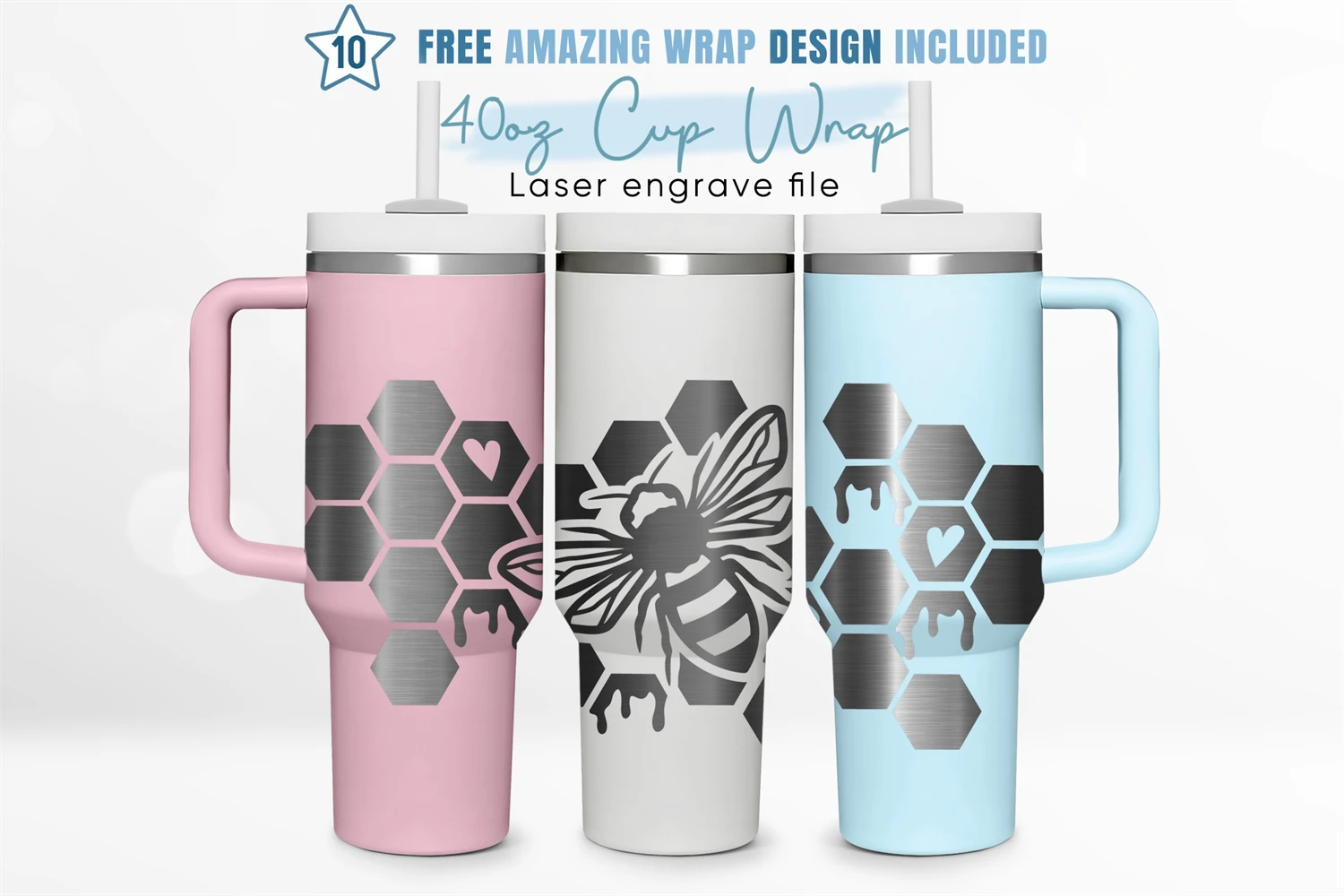 Bee Tumbler Wrap 40 Oz Quencher Sublimation Design Gift for 