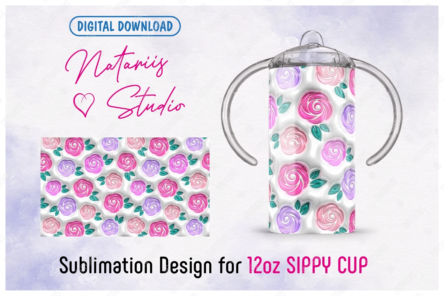 Rainbow Kids Sippy Cup Wrap. Sippy Cup Sublimation Wrap.