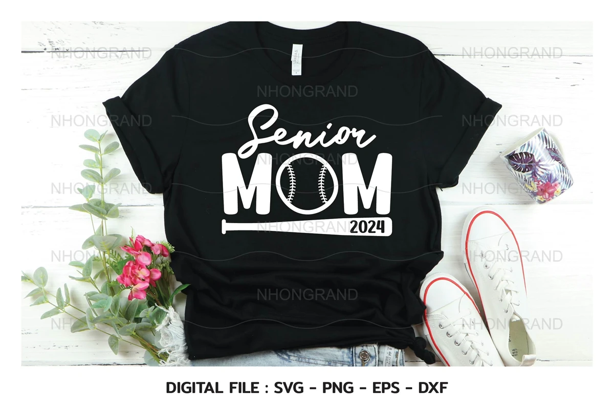 Senior Baseball Mom 2024 SVG • T-shirt Distressed Design SVG-PNG Cut Files