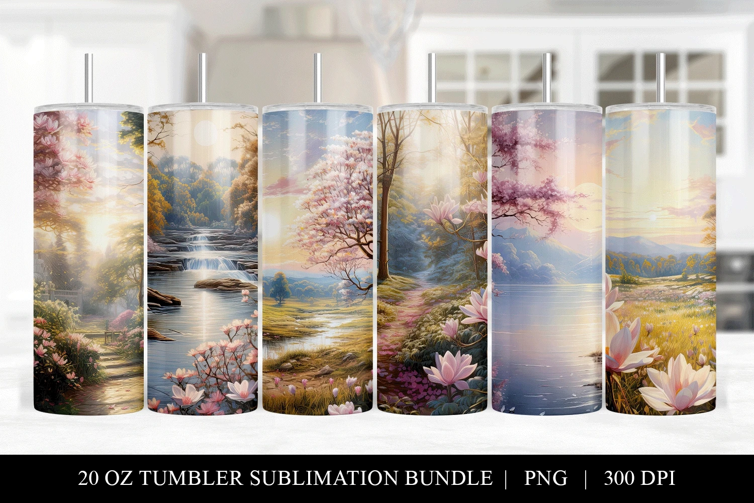 Blush Floral Tumbler Sublimation Bundle