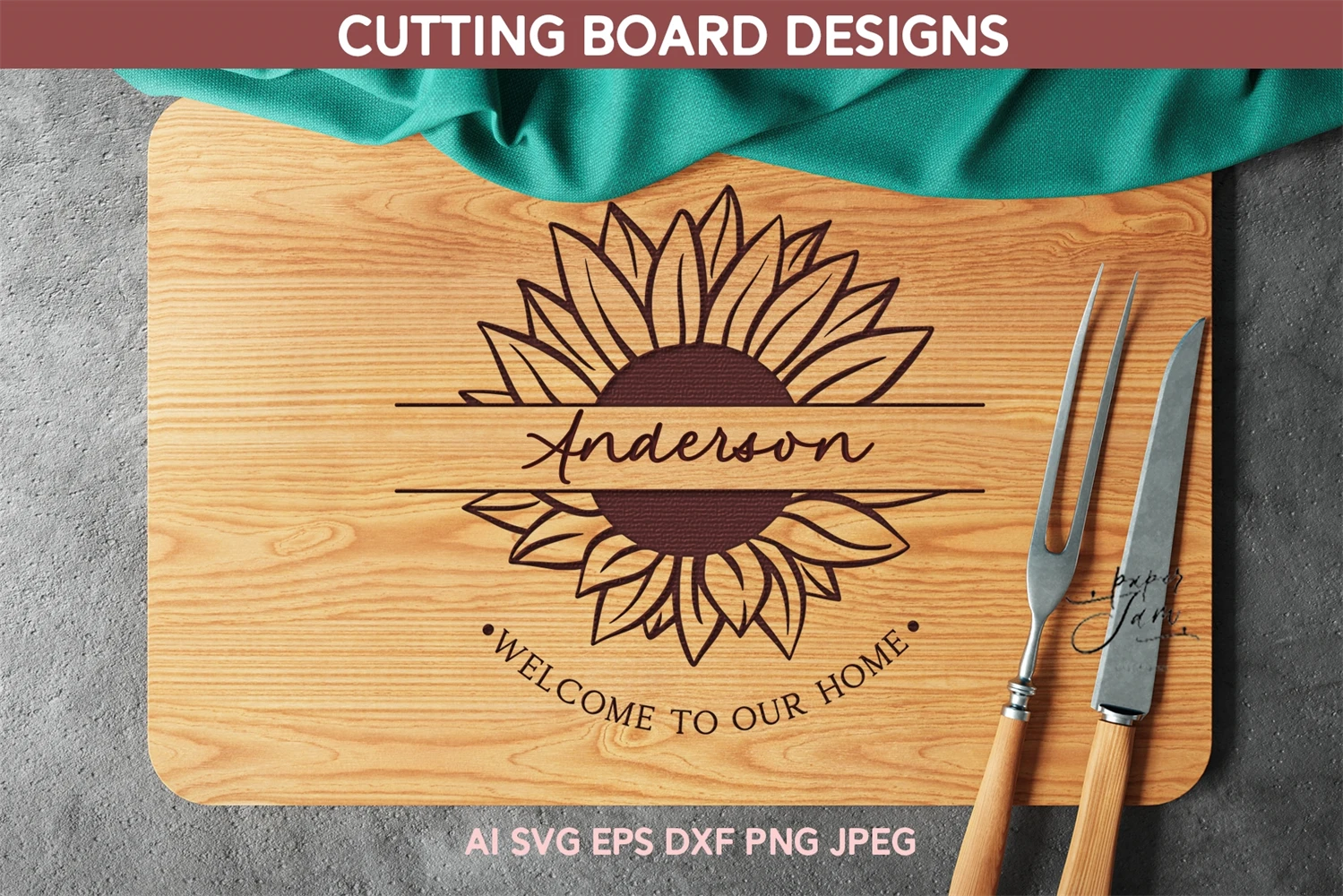 Sunflower Cutting Board Design Sublimation Granny's Kitchen