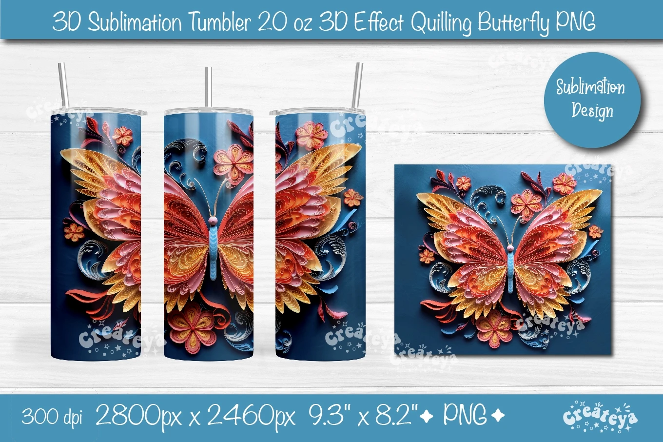 Floral Tumbler Background Tumbler Sublimation Paper Quill Design