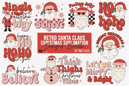 Vintage Christmas Stickers Bundle. Christmas Stickers PNG