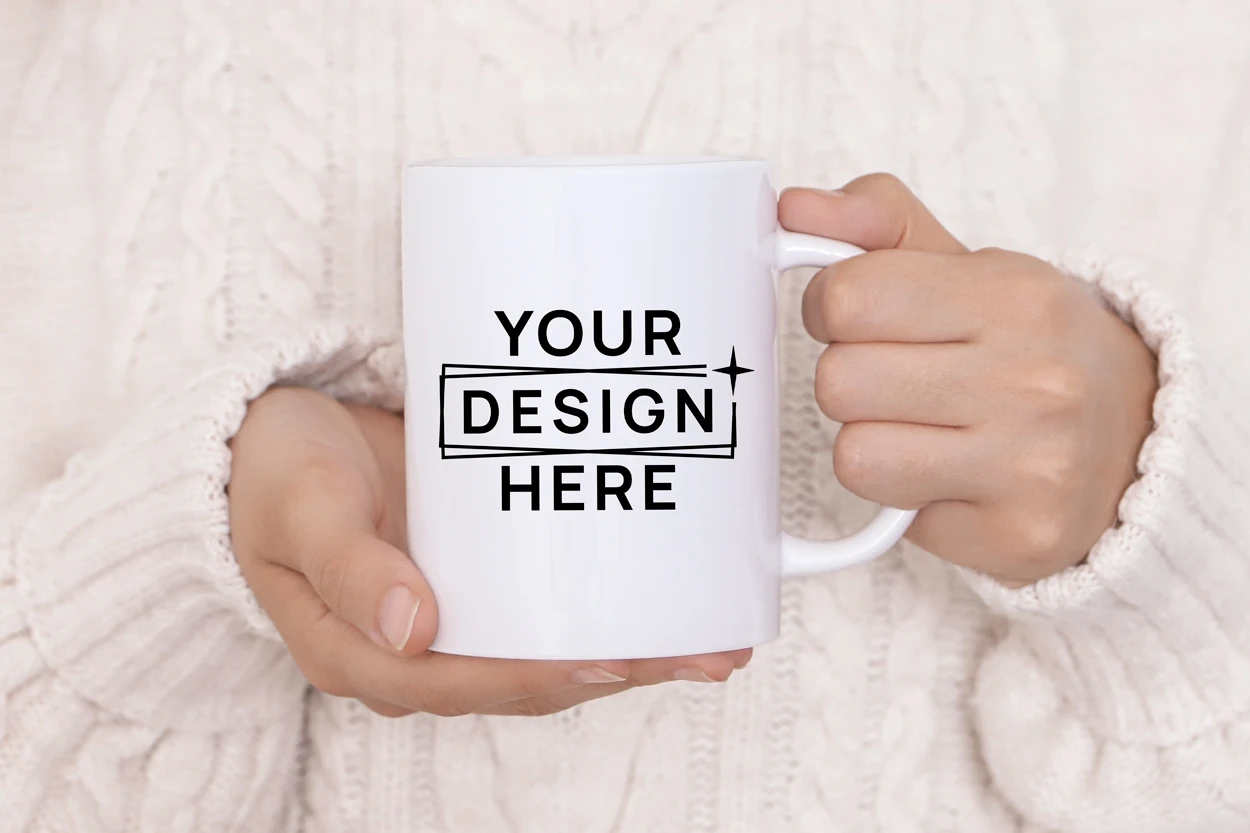 Woman Holding 15oz Mug Mockup