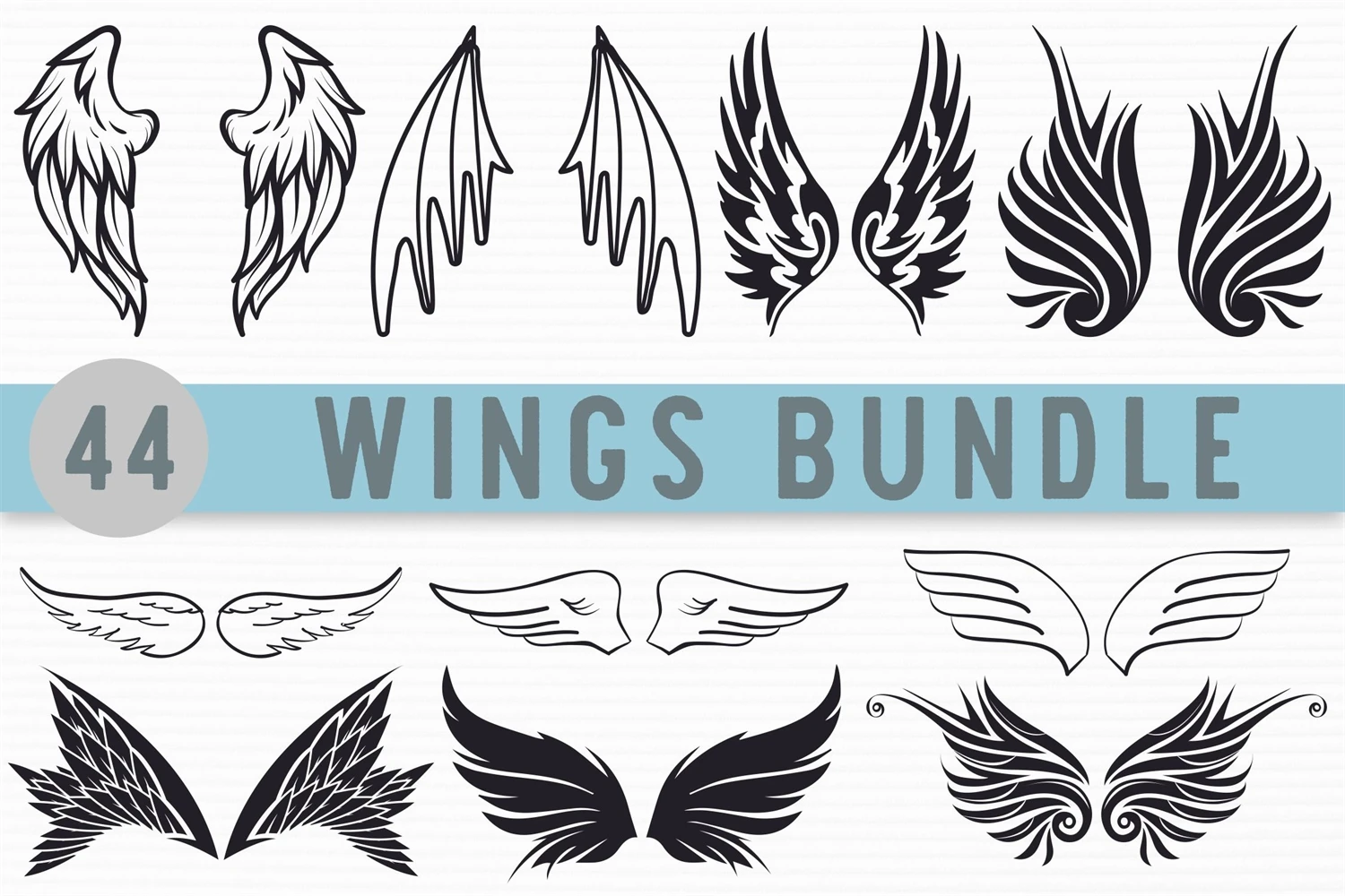 Angel wing SVG, Wing Clip art, Instant Digital Download Svg/Png/Dxf/Eps  files, for Cricut, Silhouette Cut Files.