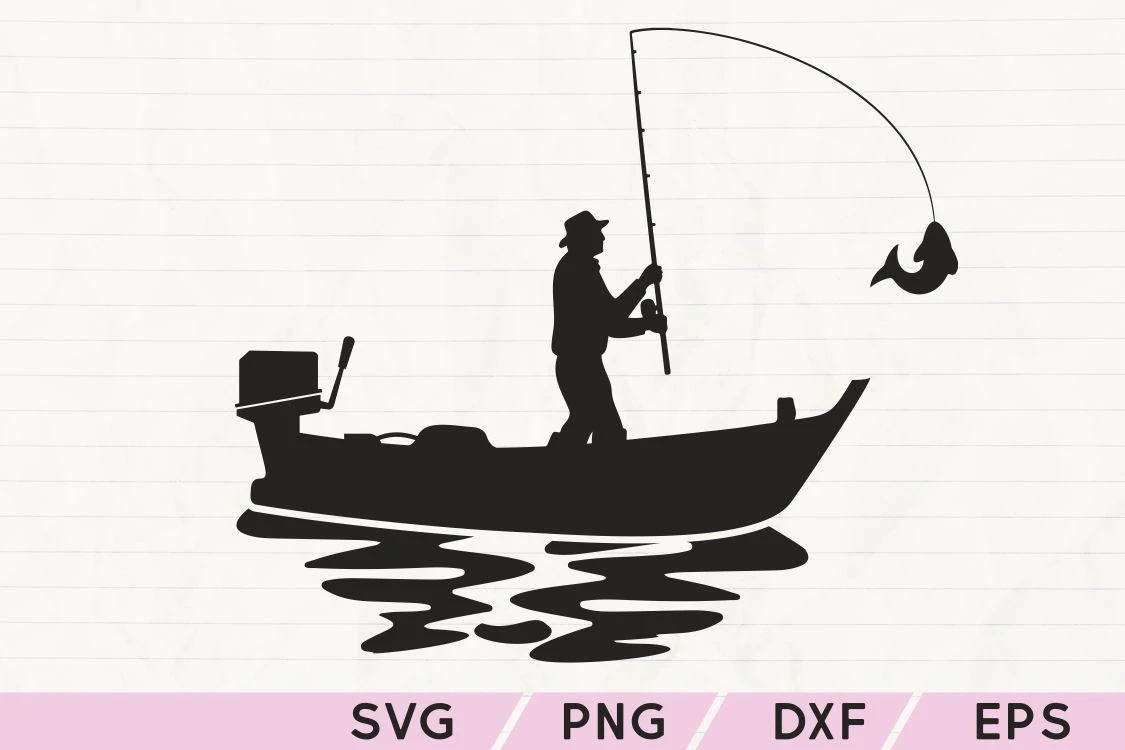 Bass Boat SVG File / Bass Fishing SVG File Fisherman Cutting
