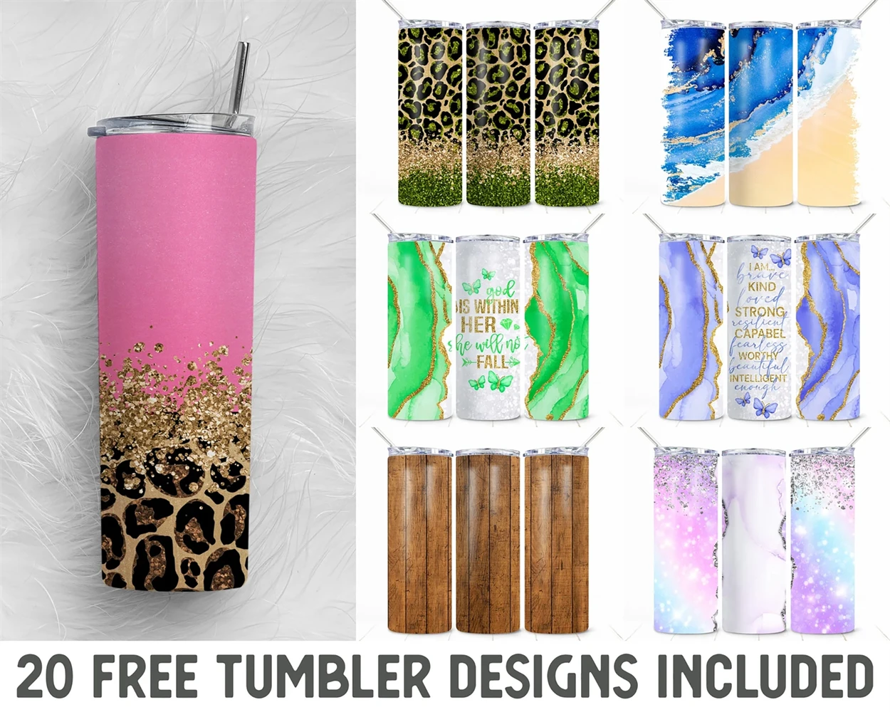 Giraffe Tumbler - Giraffe Print Skinny Tumbler Sublimation Bundle