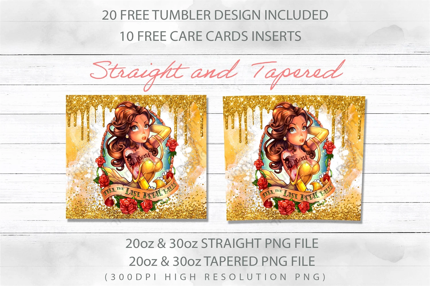 Beauty and the Beast Tumbler wrap 20oz skinny tumbler, Belle png, digital  download, sublimation image, printable