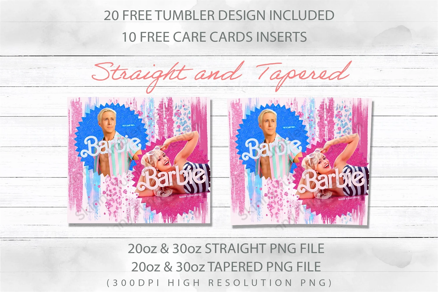 Girly Tumbler Sublimation Wrap. Barbie Style 20 OZ Tumbler - So Fontsy