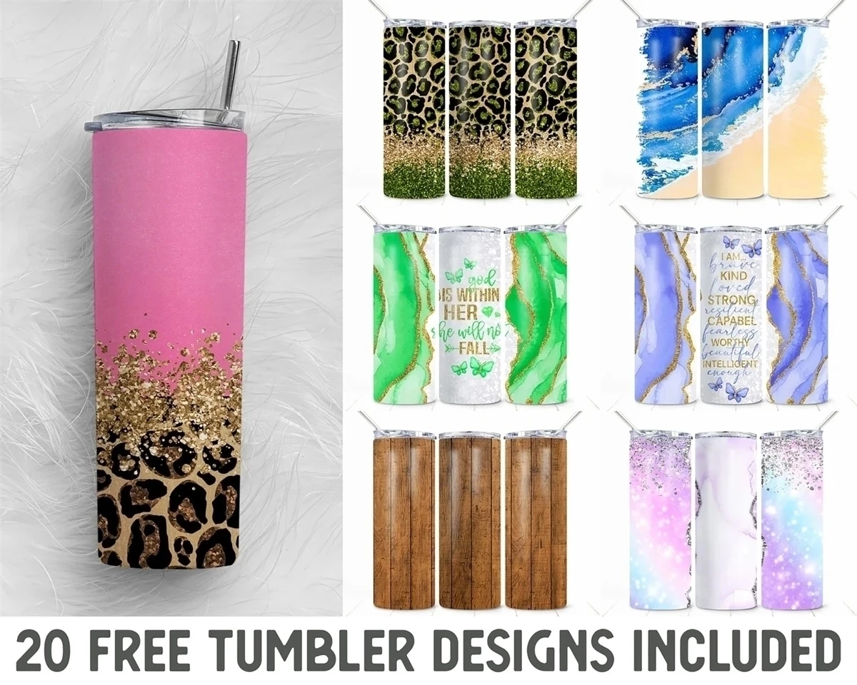 3D Inflated Tumbler Wrap PNG Files Puffy Designs Come Barb on 