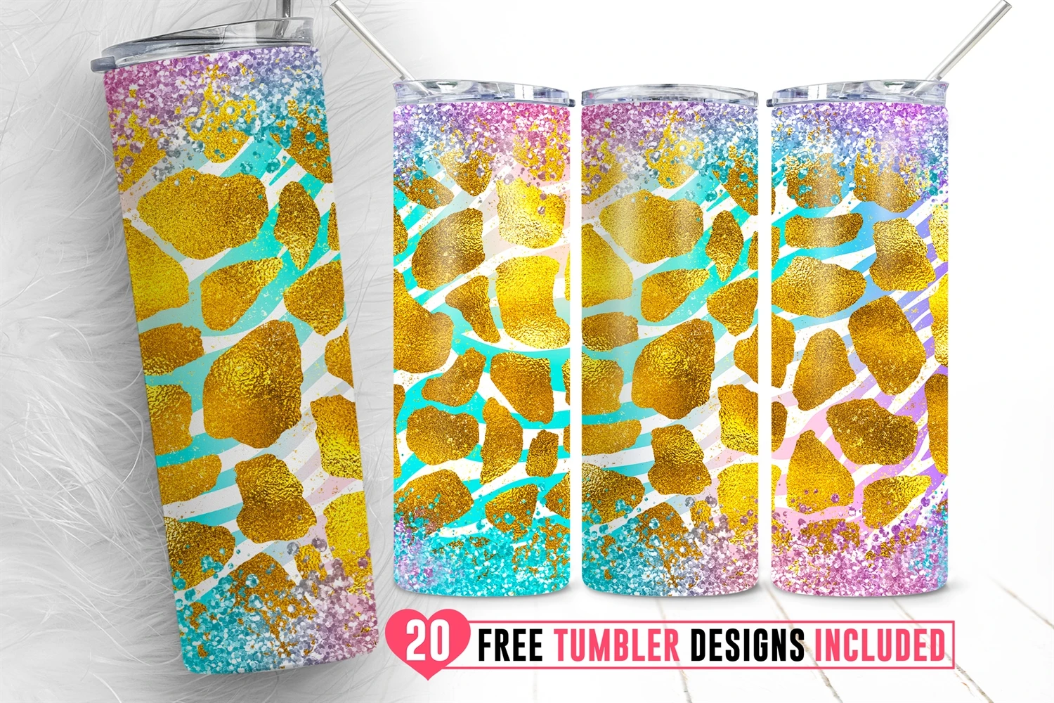 Giraffe Sublimation Design, 20oz Skinny Tumbler Digital Download
