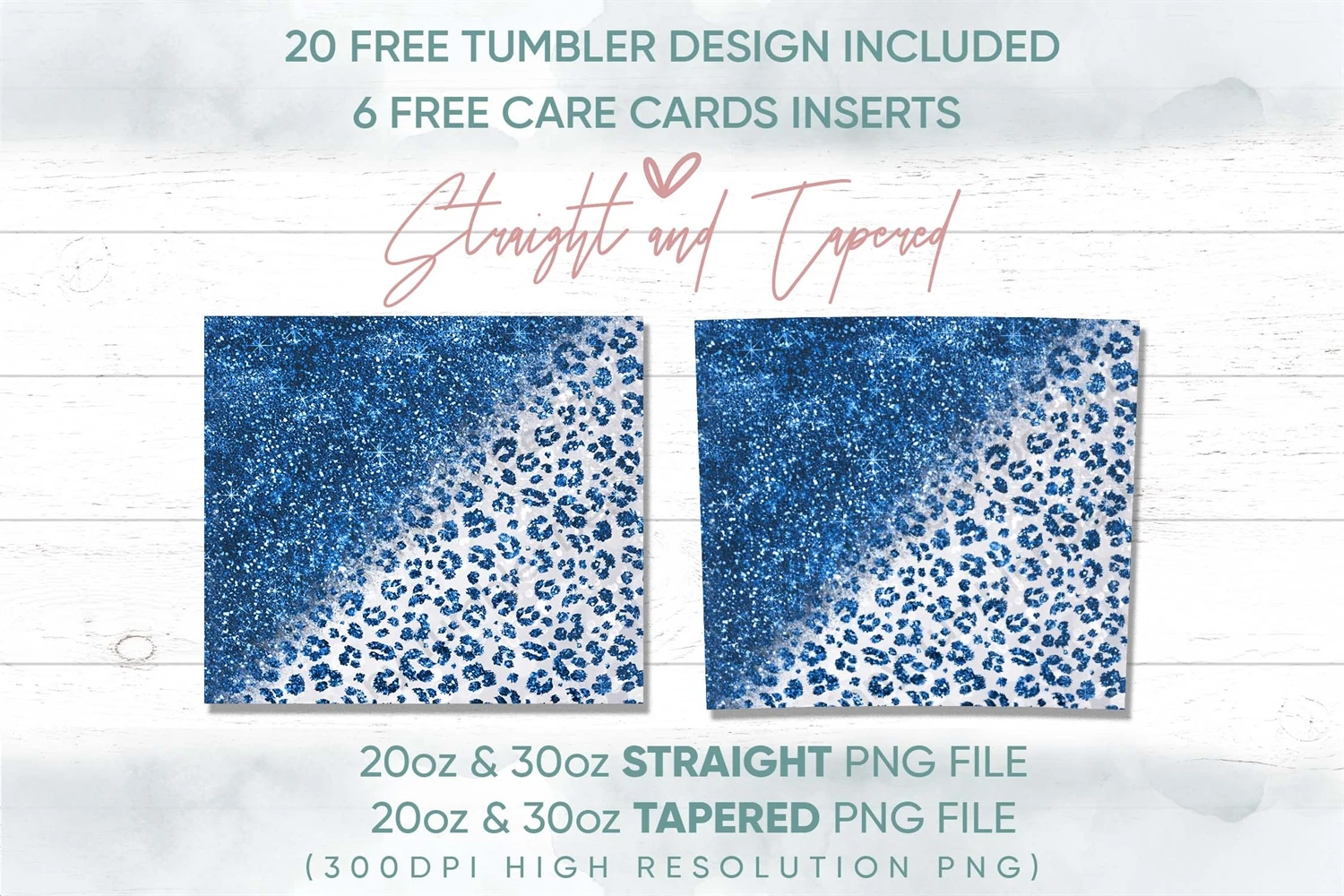 20 oz Skinny Tumbler Sublimation Design Template Pink Leopard Glitter  Overlay Design tumblers