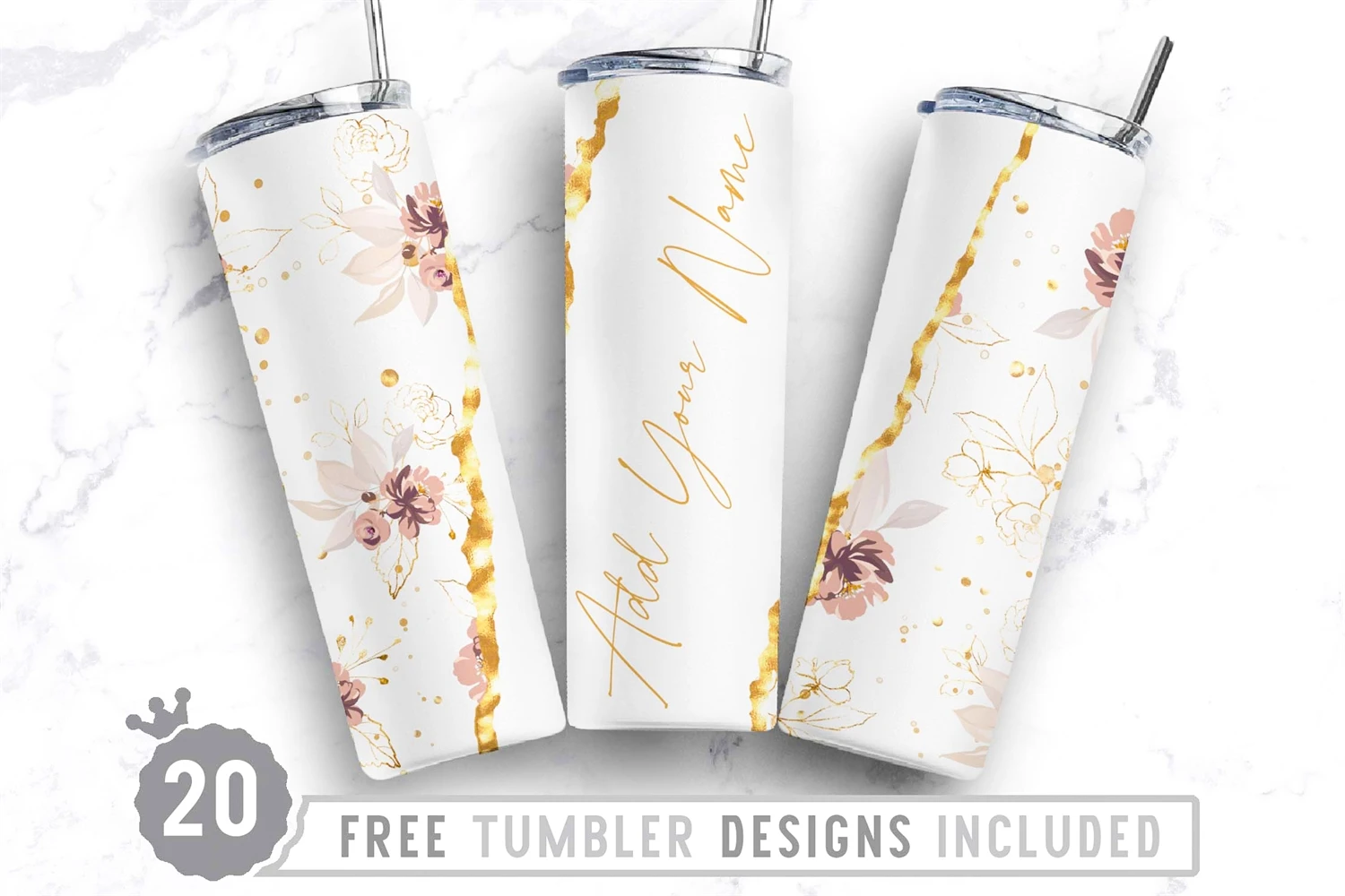 Floral Tumbler Wrap Flower Floral Seamless Wrap Sublimation Designs -  Skinny Tumbler 20oz Design - Digital Download - Seamless Design - PNG