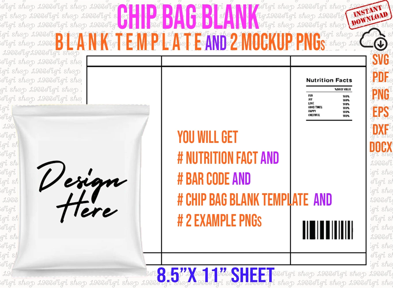 Chip Bag Personalized Template Svg, Pdf, Png, Dxf, Eps, Docx ...