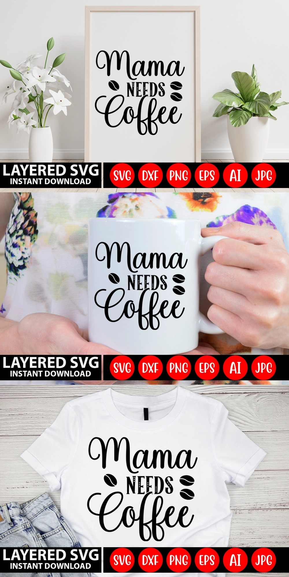 Mama Needs Coffee Svg Design Stock Vector (Royalty Free