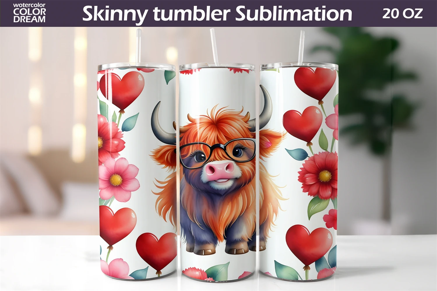 Valentine's Day tumbler sublimation 20 oz skinny tumbler