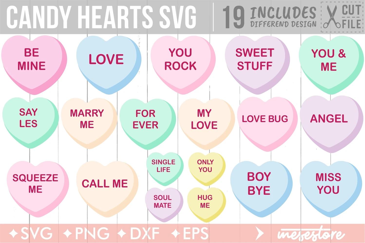 Valentines Day Candy Heart Svg - Funny Conversation Hearts